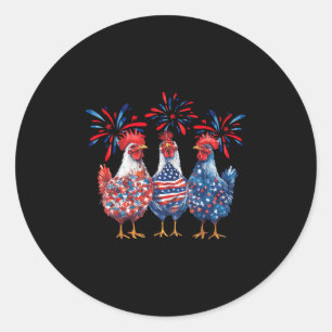 Patriotic Usa Chicken 4th Of July Us Flag Independ Classic Round Sticker