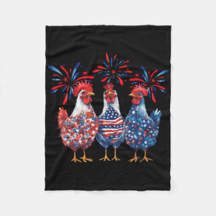 Patriotic Usa Chicken 4th Of July Us Flag Independ Fleece Blanket