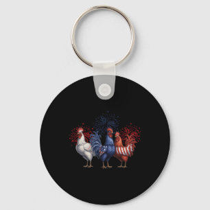 Patriotic Usa Chicken Usa Hen 4th Of July For Men Key Ring