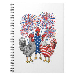 Patriotic USA Chicken USA Hen 4th Of July Notebook