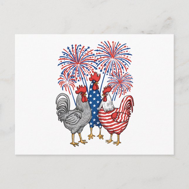 Patriotic USA Chicken USA Hen 4th Of July Postcard (Front)