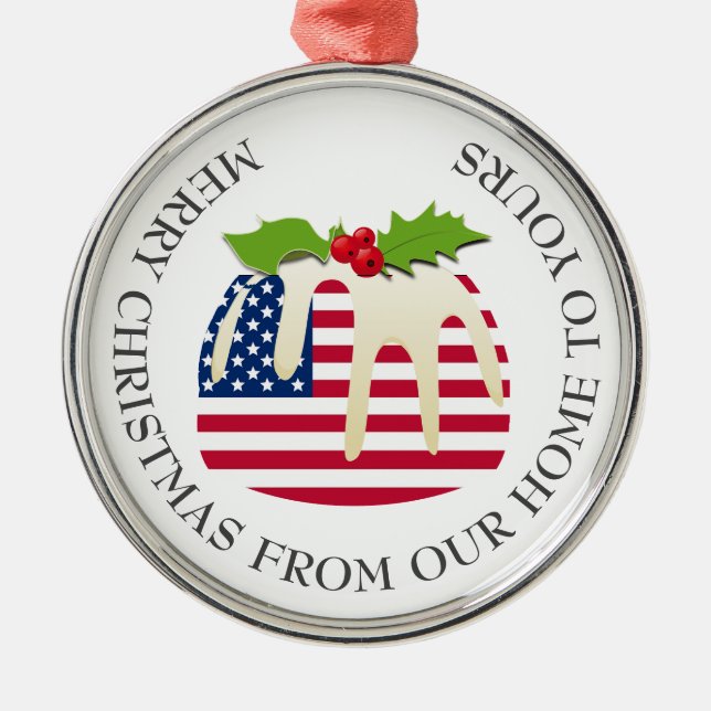 Patriotic USA Christmas Metal Ornament (Front)
