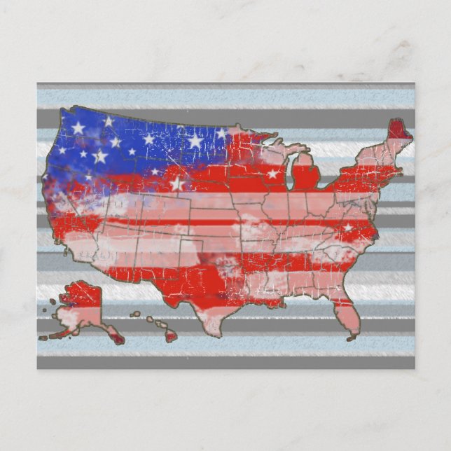 patriotic USA continent map Postcard (Front)