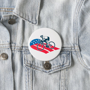 Patriotic USA Cycling American Flag Bike Rider  7.5 Cm Round Badge