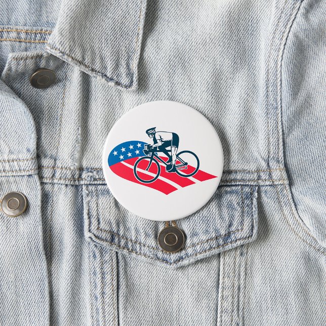 Patriotic USA Cycling American Flag Bike Rider  7.5 Cm Round Badge (Creator Uploaded)