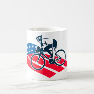 Patriotic USA Cycling American Flag Bike Rider  Coffee Mug