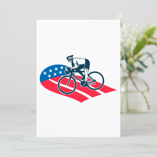 Patriotic USA Cycling American Flag Bike Rider  Invitation