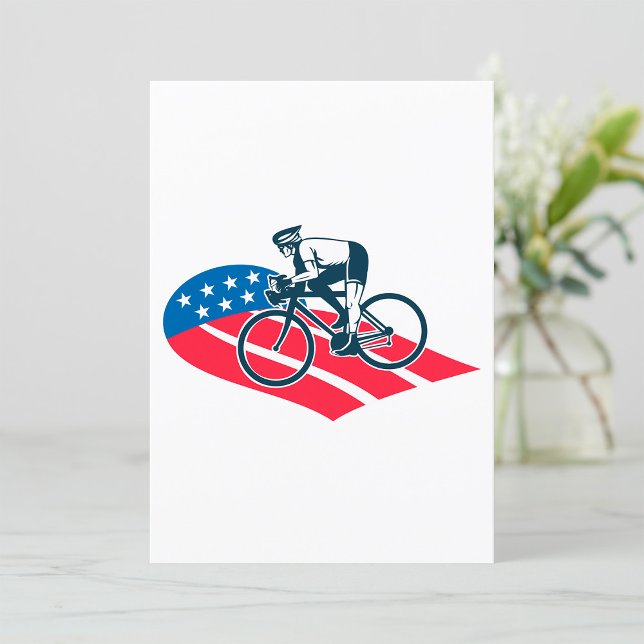 Patriotic USA Cycling American Flag Bike Rider  Invitation (Creator Uploaded)