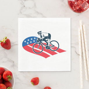 Patriotic USA Cycling American Flag Bike Rider  Napkin