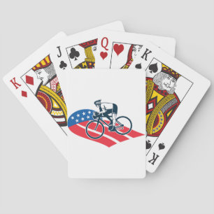 Patriotic USA Cycling American Flag Bike Rider  Playing Cards