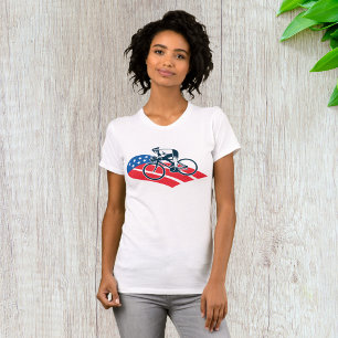 Patriotic USA Cycling American Flag Bike Rider  T-Shirt