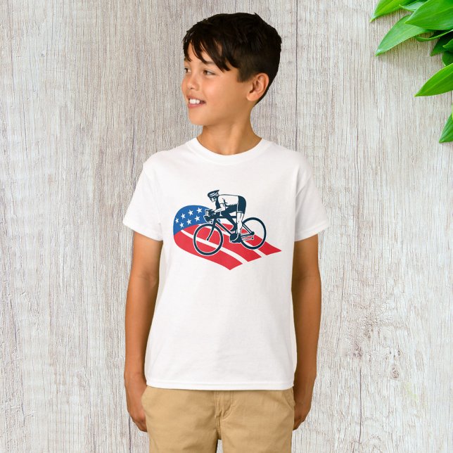 Patriotic USA Cycling American Flag Bike Rider  T-Shirt (Creator Uploaded)