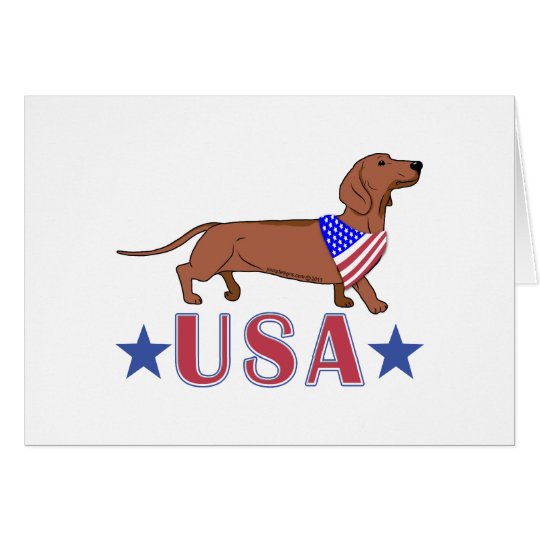 Patriotic USA Dachshund Card