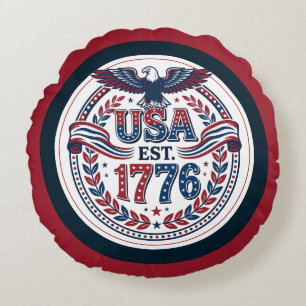 Patriotic USA Eagle Emblem Round Cushion