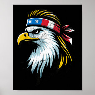 Patriotic USA Eagle Mullet American Flag - 4th of Poster
