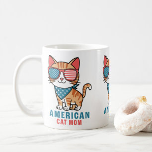 Patriotic USA Flag 4th Of July American Cat Mum Coffee Mug