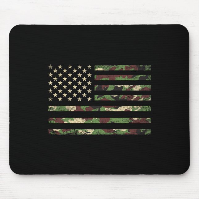 Patriotic Usa Flag 4th Of July Camo American Flag  Mouse Pad (Front)