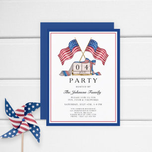 Patriotic USA Flag 4th Of July  Invitation Postcard