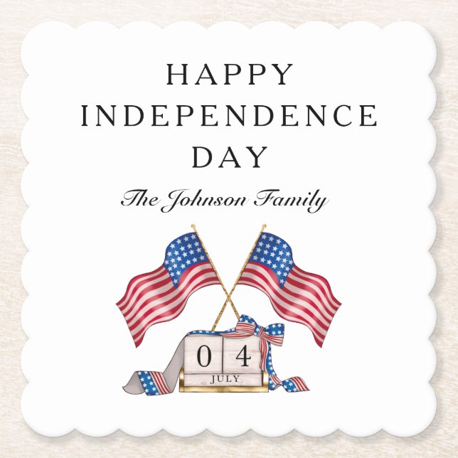 Patriotic USA Flag 4th Of July Paper Coaster (Front)