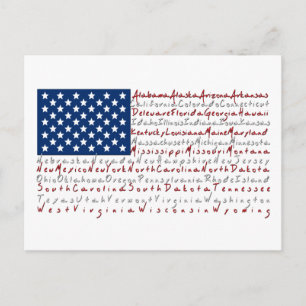 Patriotic USA Flag all 50 States Postcard
