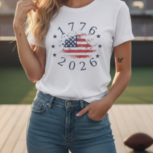 Patriotic USA Flag America 250th Anniversary T-Shirt