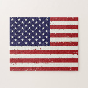 Patriotic USA Flag - American Flag Red White Blue Jigsaw Puzzle