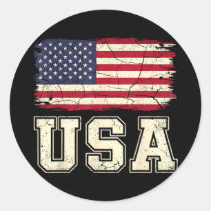 Patriotic usa flag american flag usa 4th of july P Classic Round Sticker