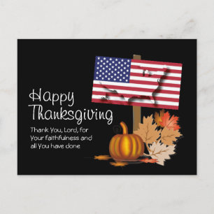 Patriotic USA Flag   AMERICAN THANKSGIVING Postcard