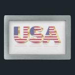 Patriotic USA Flag Belt Buckle<br><div class="desc">USA Belt Buckles - United States of America - American Flag - Patriotic - independence day - July 4th - Customisable - Choose / Add Your Unique Text / Colour / Image - Make Your Special Gift - Resize and move or remove and add elements / image with customisation tool....</div>