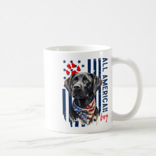 Patriotic Usa Flag Black Labrador All American Boy Coffee Mug