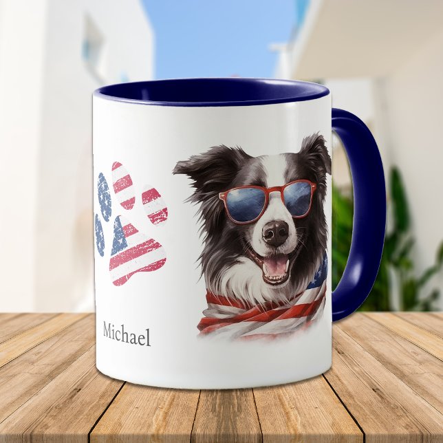 Patriotic USA Flag Border Collie Dog  Mug (Creator Uploaded)