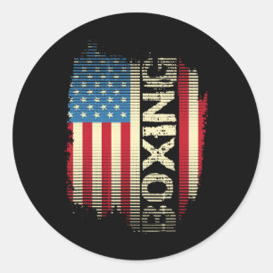Patriotic Usa Flag Boxing Kickboxing Kickboxer Gym Classic Round Sticker