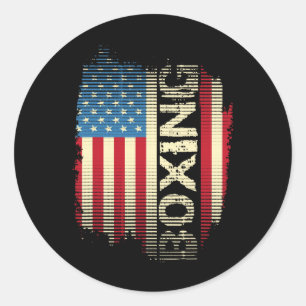 Patriotic Usa Flag Boxing Kickboxing Kickboxer Gym Classic Round Sticker