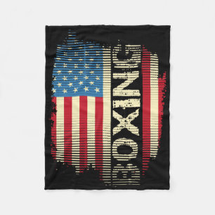 Patriotic Usa Flag Boxing Kickboxing Kickboxer Gym Fleece Blanket