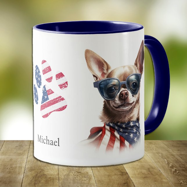 Patriotic USA Flag Chihuahua Dog  Mug (Creator Uploaded)
