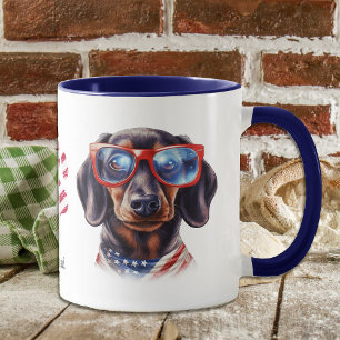 Patriotic USA Flag Dachshund Dog Mug