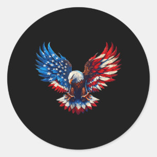 Patriotic Usa Flag Dom Bird Artwork For Men Women Classic Round Sticker
