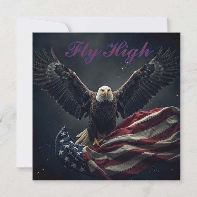 Patriotic USA Flag Eagle Holiday Card (Front)