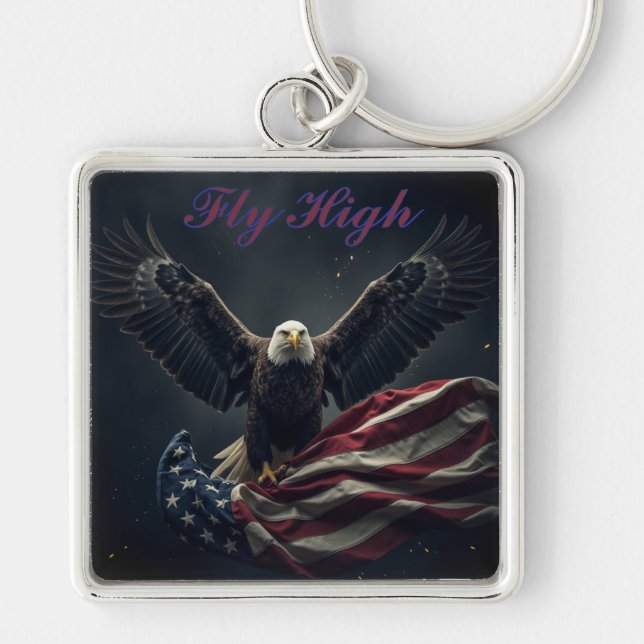 Patriotic USA Flag Eagle Key Ring (Front)