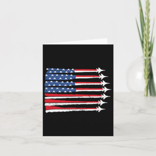 Patriotic Usa Flag Fighter Jet 4th July Boy Red Wh Card