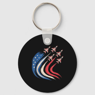 Patriotic Usa Flag Fighter Jet 4th Of July Airforc Key Ring