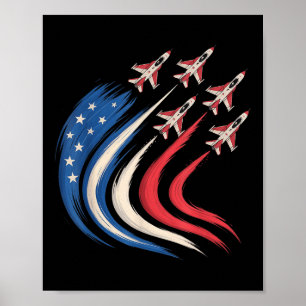 Patriotic Usa Flag Fighter Jet 4th Of July Airforc Poster