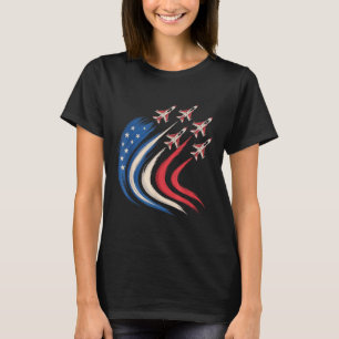 Patriotic Usa Flag Fighter Jet 4th Of July Airforc T-Shirt