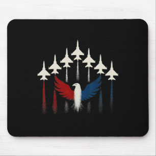 Patriotic Usa Flag Fighter Jets 4th Of July Eagle Mouse Pad