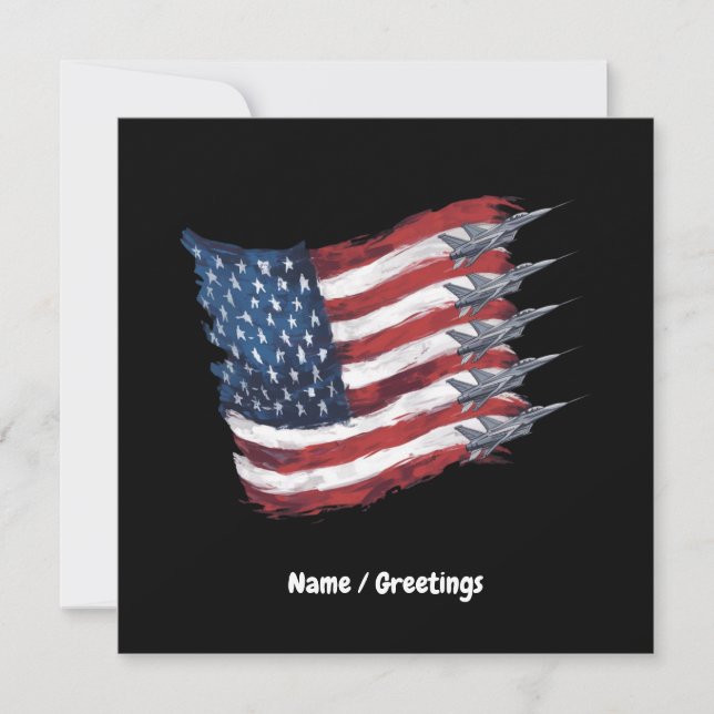 Patriotic USA Flag Fighter Jets 4th of July  Invitation (Front)