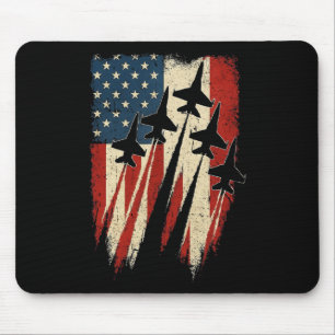 Patriotic Usa Flag Fighter Jets 4th Of July Shirts Mouse Pad