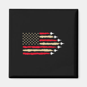 Patriotic Usa Flag Fighter Jets Aeroplane 4th Of J Magnet