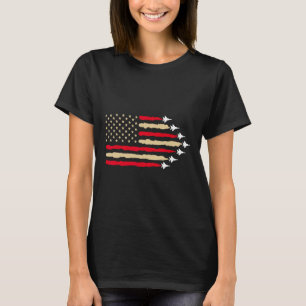 Patriotic Usa Flag Fighter Jets Aeroplane 4th Of J T-Shirt