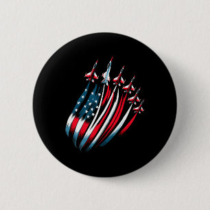 Patriotic Usa Flag Fighter Jets Boys 4th Of July 6 Cm Round Badge
