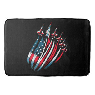 Patriotic USA Flag Fighter Jets Boys 4th of July Bath Mat